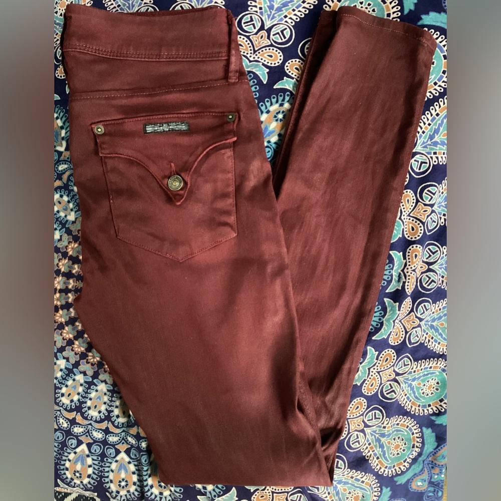 Hudson Jeans Rich Burgundy Collin Midrise Skinny Premium Denim 29